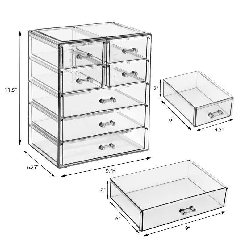 Sorbus Acrylic Makeup Organizer Set, 7-Drawer Vanity & Countertop Cosmetic Storage with Small & Wide Drawers, Clear Makeup Storage for Brushes, Lipsticks, Jewelry â€“ Holiday Gift for Women & Teens - Image 2